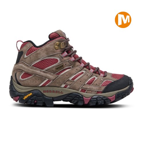 Merrell Moab 2 Mid Waterproof Wanderschuhe Damen Braun/Rot [DE-ITZEY]